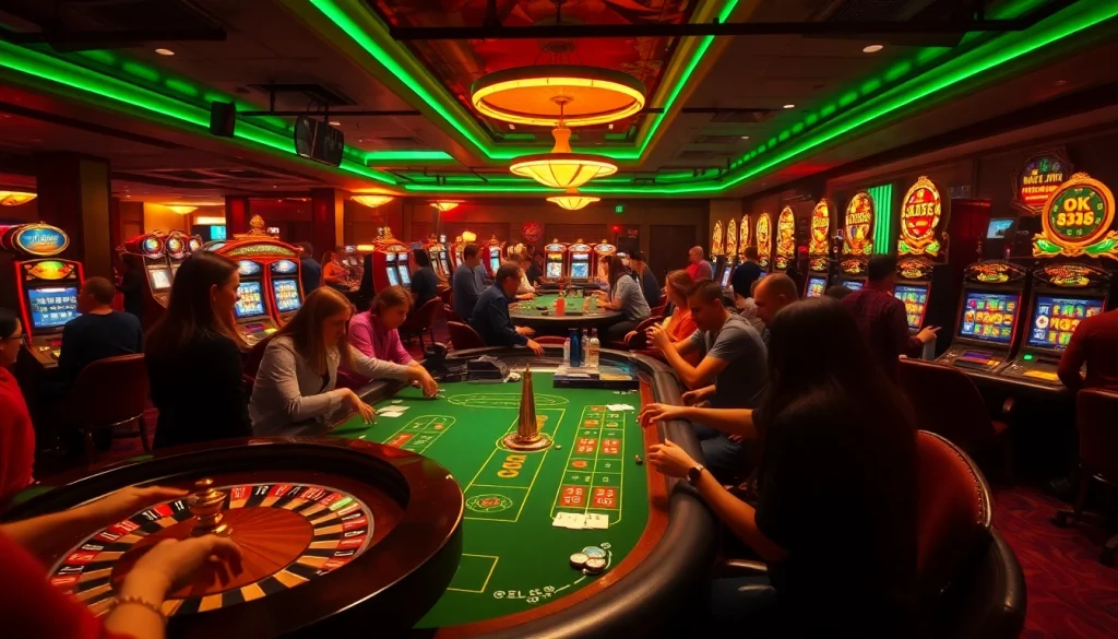 Players enjoy thrilling casino games at tables invoking the excitement associated with OK 8386.